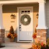 26-inch large autumn wreath, suitable for front doors, porches, and windows - Artificial boxwood leaf outdoor autumn wreath