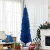 HOMCOM 7FT Decorated Christmas Tree, Pencil Christmas Tree with 499 Realistic Branch Tips and Plastic Stand, Blue