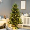 HOMCOM 6' Artificial Prelit Christmas Trees Holiday Decor with Warm White LED Lights, Auto Open, 8 Light Modes