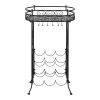 Wine Rack, Glass Holder Classic Elegant Stylish Holds 9 Bottles Metal