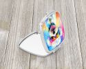 Bichon Frise Hippie Dawg Compact Mirror Decorative Travel Makeup Mirror for Women Girls Gifts Pocket Makeup Mirror Folding Handheld