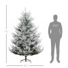 7.5 FT Artificial Christmas Tree, Flocked Hinged W-t1218 Tips, Steel Base, Auto Open, Green
