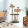 41 Inch Rattan Cat Tree Activity Center with Napping Perch. Exquisite Hand-Woven Design