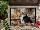 NEW Bearded Collie Fall Kitchen Pumpkins Doormat Front Door Mat Indoor Outdoor Rugs for Entryway, Non Slip Washable Low Pile, 18H X 27W