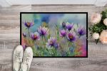 NEW South Dakota Pasque Flowers in Watercolor Doormat Front Door Mat Indoor Outdoor Rugs for Entryway, Non Slip Washable Low Pile, 18H X 27W