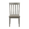 Dining Room Furniture Side Chairs 2pc Set Wire Brushed Light Gray Finish Vertical Slat Back Design Wooden Chairs Set