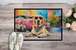 NEW Yellow Labrador Hippie Dawg Doormat Front Door Mat Indoor Outdoor Rugs for Entryway, Non Slip Washable Low Pile, 18H X 27W