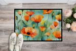 NEW California California Poppies in Watercolor Doormat Front Door Mat Indoor Outdoor Rugs for Entryway, Non Slip Washable Low Pile, 18H X 27W