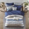 8 Piece Printed Seersucker Comforter and Quilt Set Collection Blue King/Cal King