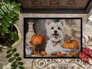 NEW Westie Fall Kitchen Pumpkins Doormat Front Door Mat Indoor Outdoor Rugs for Entryway, Non Slip Washable Low Pile, 18H X 27W