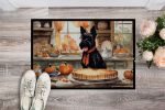 NEW Scottish Terrier Fall Kitchen Pumpkins Doormat Front Door Mat Indoor Outdoor Rugs for Entryway, Non Slip Washable Low Pile, 18H X 27W