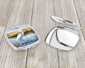 Snowy Egret in Coastal Marshes Compact Mirror Decorative Travel Makeup Mirror for Women Girls Gifts Pocket Makeup Mirror Folding Handheld