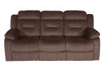 Modern Manual Sofa 1pc Pillow Arms Plush Backrest Horizontal Tufting USB Port Chocolate Finish Primary Living Room Furniture