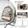 Swing Egg Chair with Stand Indoor Outdoor, UV Resistant Cushion Hanging Chair with Guardrail and Cup Holder, Anti-Rust Foldable Aluminum Frame Hammoc