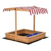 Kids Wooden Sandbox With canopy for shade, Adjustable height