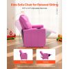 Kids Reclining Chair, Toddler Recliner with Cup Holder, 101° to 121° Adjustable Backrest, Easy-to-Clean PU Leather Recliner Couch with Footrest, 90 l