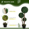 Artificial Plant for Home Office Decor Indoor & Outdoor, in Pot, 3 Ball Boxwood Topiary Tree