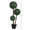 Artificial Plant for Home Office Decor Indoor & Outdoor, in Pot, 3 Ball Boxwood Topiary Tree