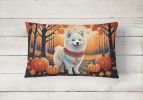 Autumn Leaves Throw Pillow Throw Pillow for Indoor Couch Bed Outdoor Patio Washable, American Eskimo,12Hx16W