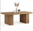 Rectangle Wooden Coffee Table 47.2" with Thick Base Center Table