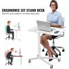 Mobile Standing Desk, 28.5"-44.2" Gas-Spring Height Adjustable Sit-Stand Desk