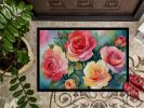 NEW Oklahoma Roses in Watercolor Doormat Front Door Mat Indoor Outdoor Rugs for Entryway, Non Slip Washable Low Pile, 18H X 27W