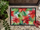 NEW Poinsettias in Watercolor Doormat Front Door Mat Indoor Outdoor Rugs for Entryway, Non Slip Washable Low Pile, 18H X 27W