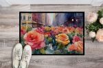 NEW New York Roses in Watercolor Doormat Front Door Mat Indoor Outdoor Rugs for Entryway, Non Slip Washable Low Pile, 18H X 27W