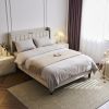 Full Size Velvet Bed Frame with Charging Station and Storage Shelf, Upholstered Platform Bed with Vertical Channel Tufted Wingback Headboard, No Box