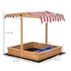 Kids Wooden Sandbox With canopy for shade, Adjustable height