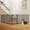 6-Panel Expandable Safety Gate (34.5"-154"), 270° Rotatable Baby/Pet Barrier for Fireplace Stairway Doorway-Black