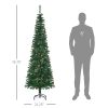 HOMCOM 6.5 Foot Pencil Artificial Christmas Tree, Slim Pine Needles Xmas Tree with Realistic Branches, Pine Cones, Metal Base, Green