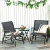 2-Piece Outdoor Glider Swing, Rocking Chair Set with Breathable Mesh Fabric, Sturdy Durable Frame, Curved Armrests, Supports Up to 264 lbs., for Back