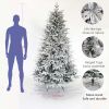 Snow Flocked Christmas Tree 7ft Artificial Hinged Pine Tree with White Realistic Tips Unlit