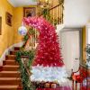 6 ft Hinged Fraser Fir Artificial Fir Bent Top Christmas Tree, Bendable Santa Hat Style Christmas Tree Holiday Decoration w/1,250 Lush Branch Tips