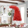 6 ft Hinged Fraser Fir Artificial Fir Bent Top Christmas Tree, Bendable Santa Hat Style Christmas Tree Holiday Decoration w/1,250 Lush Branch Tips