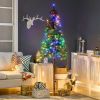 HOMCOM 6' Artificial Christmas Trees, with Warm White or Colorful LED Lights, Pencil Shape, Steel Base