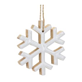 Snowflake Ornament (Set of 12) 4"H MDF (Option: White)