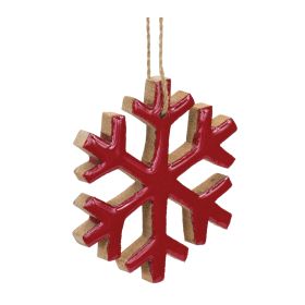 Snowflake Ornament (Set of 12) 4"H MDF (Option: Red)