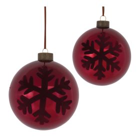 Ball Ornament (Set of 6) 4"D, 5"D Glass (Option: Red)