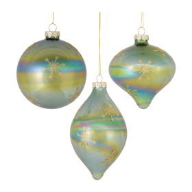 Ornament (Set of 6) 4".75"H, 4.75"H, 6"H Glass (Option: Green)