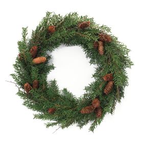 Pine Wreath 26"D Plastic (Option: Green, Brown)