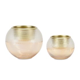 Votive Holder (Set of 2) 3.5"H, 5"H Glass (Option: Gold)