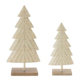 Tree (Set of 2) 13"H, 17"H Resin (Option: Cream)
