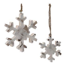 Snowflake Ornament (Set of 12) 4"H, 6"H Wood (Option: White)