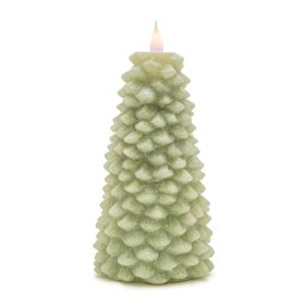 Tree Candle 8"H Wax 2 AA Batteries, Not Included (Option: Green)