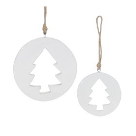 Tree Cut-Out Ornament (Set of 12) 4.25"H, 6"H Wood (Option: White)