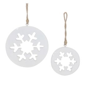Snowflake Cut-Out Ornament (Set of 12) 4.25"H, 6"H Wood (Option: White)