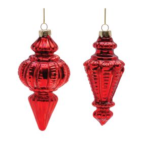 Ornament (Set of 6) 6"H, 6.5"H Glass (Option: Red)