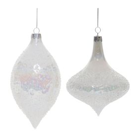 Ornament (Set of 6) 6"H, 6.5"H Glass (Option: White)